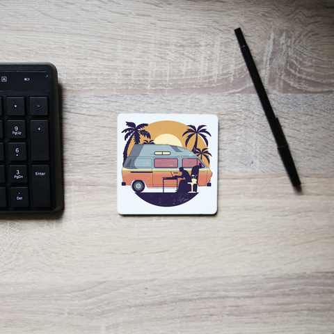Camper van sunset coaster drink mat - Graphic Gear