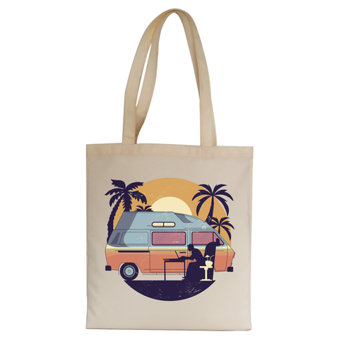 Camper van sunset tote bag canvas shopping - Graphic Gear