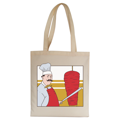 Kebab chef tote bag canvas shopping - Graphic Gear