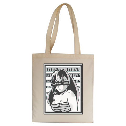 Waifu material anime tote bag canvas shopping - Graphic Gear