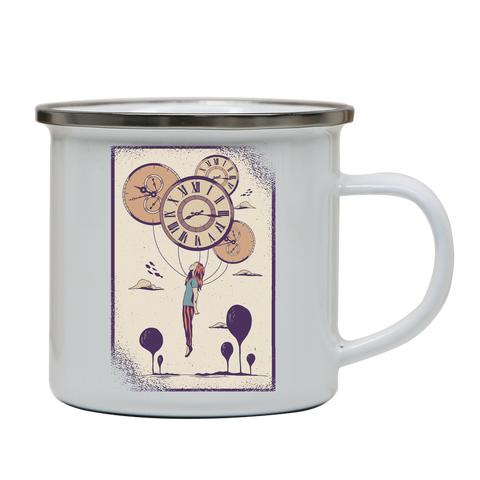 Abstract girl enamel camping mug outdoor cup colors - Graphic Gear
