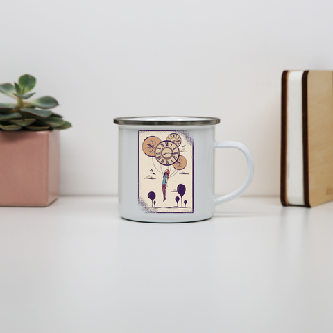 Abstract girl enamel camping mug outdoor cup colors - Graphic Gear