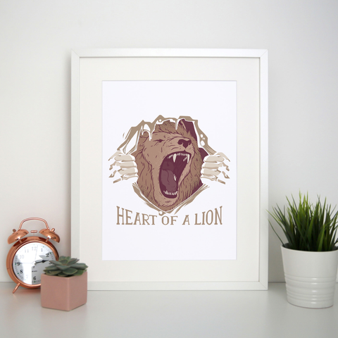 Heart of a lion print poster wall art decor - Graphic Gear