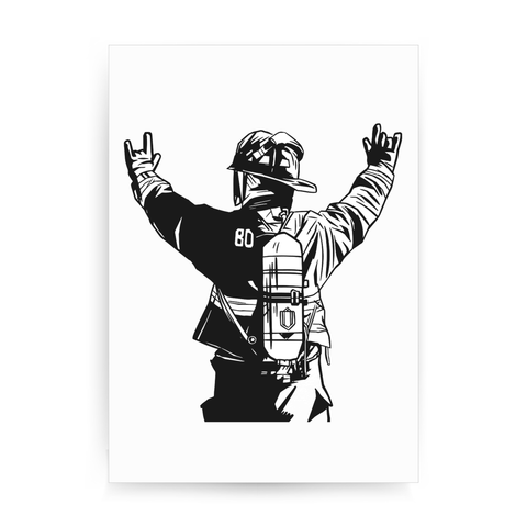 Firefighter rock hands print poster wall art decor - Graphic Gear