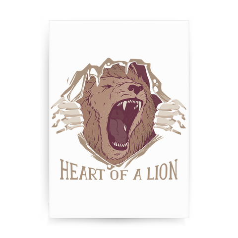 Heart of a lion print poster wall art decor - Graphic Gear