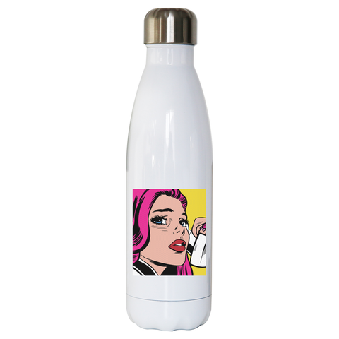 Pop art girl water bottle stainless steel reusable - Graphic Gear