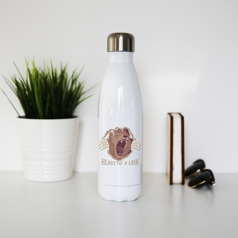Heart of a lion water bottle stainless steel reusable - Graphic Gear