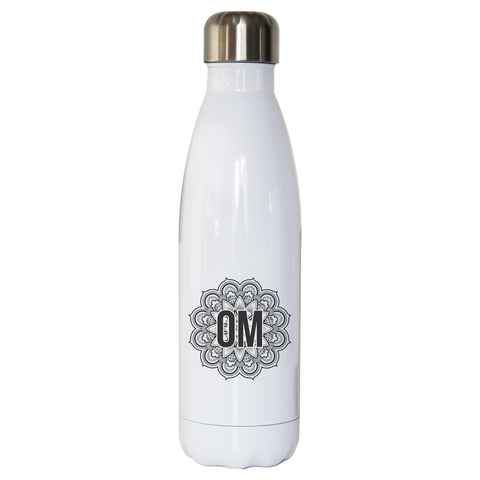 Mandala om ornamental floral water bottle stainless steel reusable - Graphic Gear