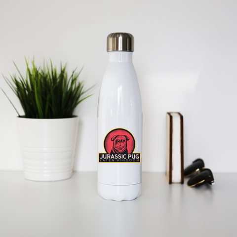 Jurassic pug water bottle stainless steel reusable - Graphic Gear