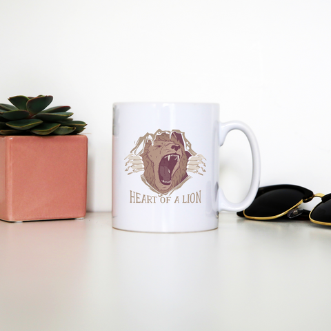 Heart of a lion mug coffee tea cup - Graphic Gear