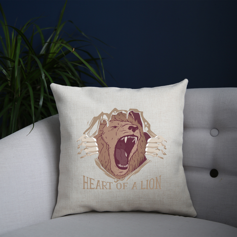 Heart of a lion cushion cover pillowcase linen home decor - Graphic Gear