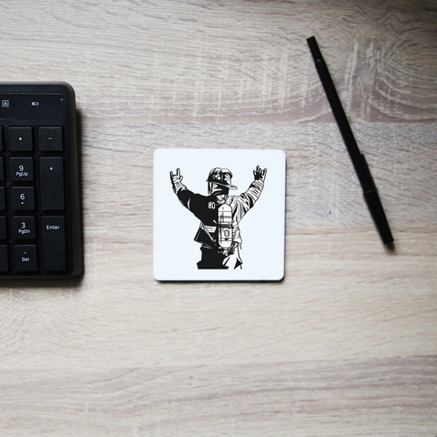Firefighter rock hands coaster drink mat - Graphic Gear