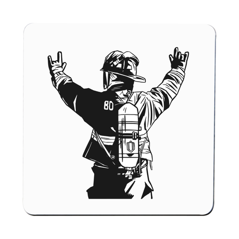 Firefighter rock hands coaster drink mat - Graphic Gear