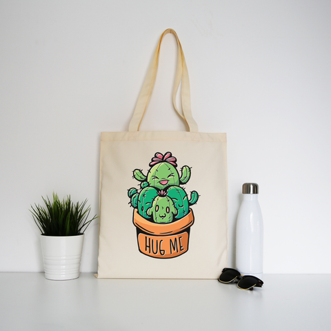 Cacti hug tote bag canvas shopping - Graphic Gear