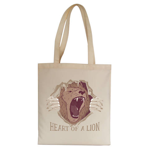 Heart of a lion tote bag canvas shopping - Graphic Gear