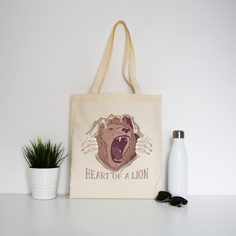 Heart of a lion tote bag canvas shopping - Graphic Gear