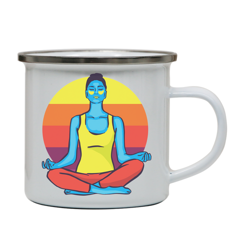 Colorful yoga woman enamel camping mug outdoor cup colors - Graphic Gear