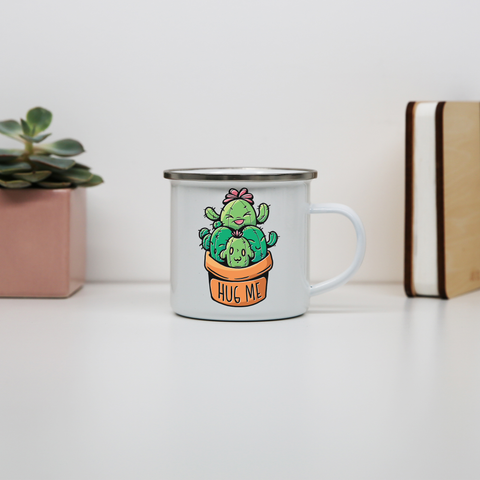 Cacti hug enamel camping mug outdoor cup colors - Graphic Gear
