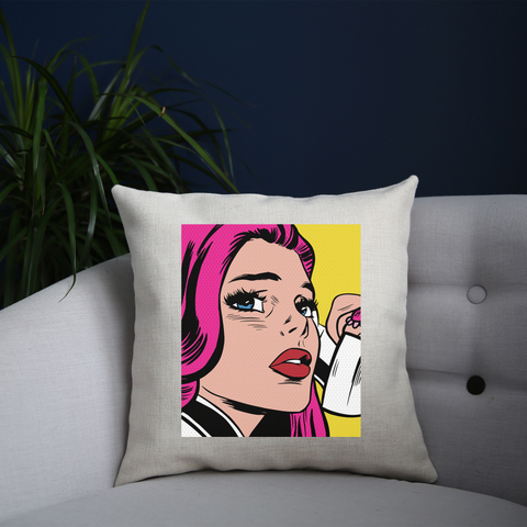 Pop art girl cushion cover pillowcase linen home decor - Graphic Gear