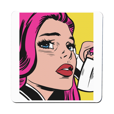 Pop art girl coaster drink mat - Graphic Gear