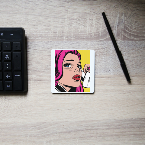 Pop art girl coaster drink mat - Graphic Gear