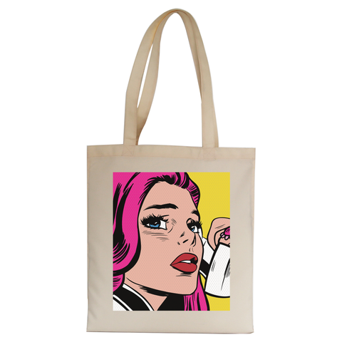 Pop art girl tote bag canvas shopping - Graphic Gear
