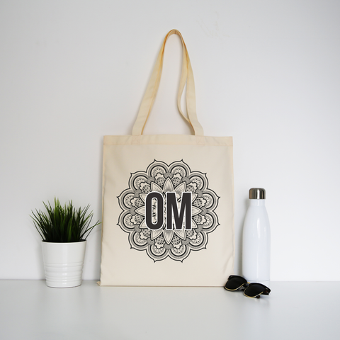 Mandala om ornamental floral tote bag canvas shopping - Graphic Gear