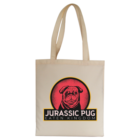 Jurassic pug tote bag canvas shopping - Graphic Gear
