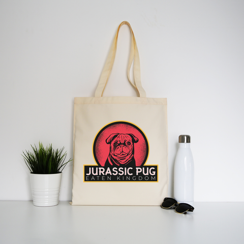 Jurassic pug tote bag canvas shopping - Graphic Gear