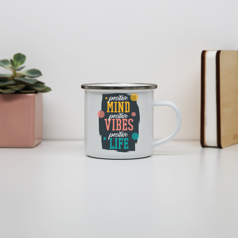 Positive quote enamel camping mug outdoor cup colors - Graphic Gear