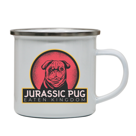Jurassic pug enamel camping mug outdoor cup colors - Graphic Gear
