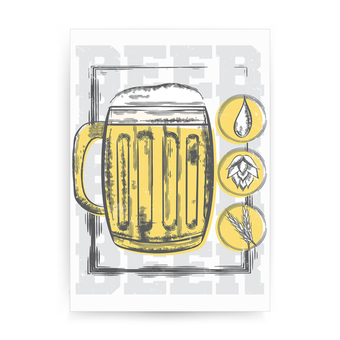Beer glass drinking print poster wall art decor - Graphic Gear