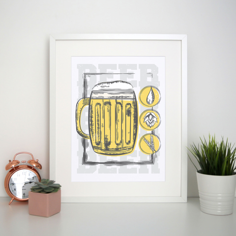 Beer glass drinking print poster wall art decor - Graphic Gear