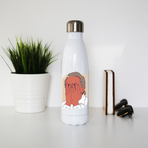 Facepalm man funny water bottle stainless steel reusable - Graphic Gear