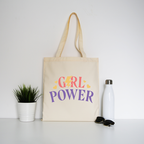 Girl power quote tote bag canvas shopping - Graphic Gear