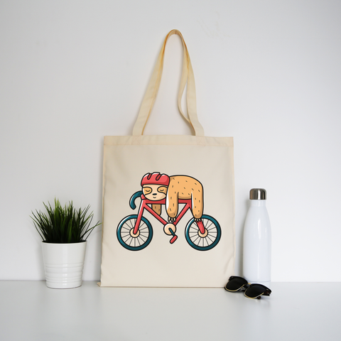 Bike sloth funny tote bag canvas shopping - Graphic Gear