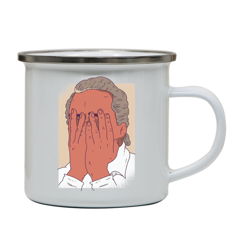 Facepalm man funny enamel camping mug outdoor cup colors - Graphic Gear