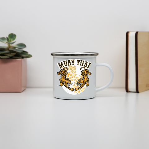 Muay thai tigers enamel camping mug outdoor cup colors - Graphic Gear