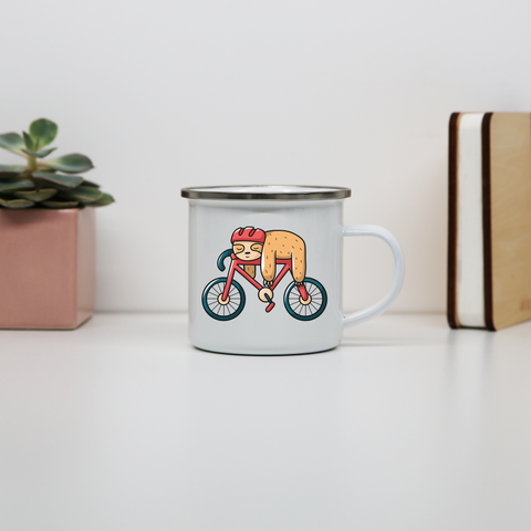 Bike sloth funny enamel camping mug outdoor cup colors - Graphic Gear