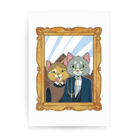 American gothic cat print poster wall art decor - Graphic Gear