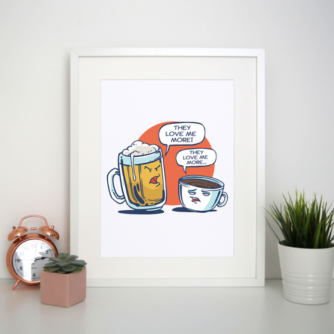 Beer vs coffee print poster wall art decor - Graphic Gear