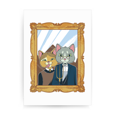 American gothic cat print poster wall art decor - Graphic Gear