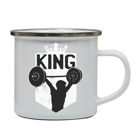 Weightlifting King enamel camping mug outdoor cup colors - Graphic Gear