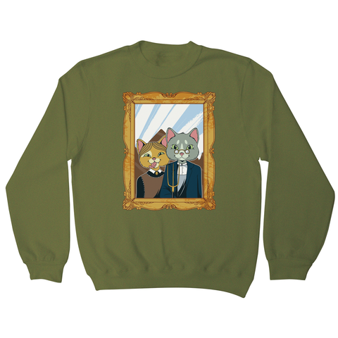 American gothic cat sweatshirt - Graphic Gear