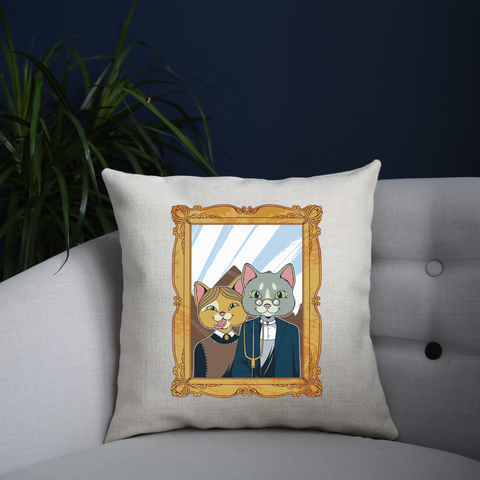 American gothic cat cushion cover pillowcase linen home decor - Graphic Gear