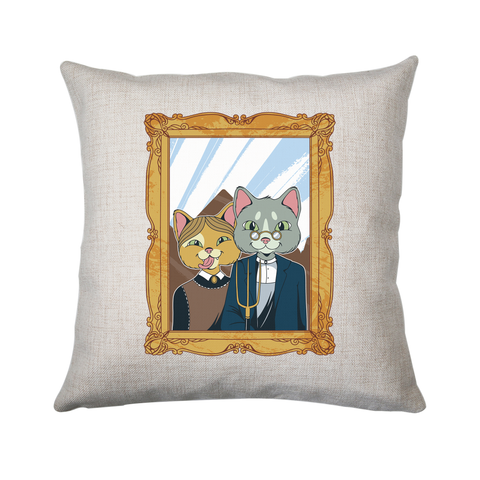 American gothic cat cushion cover pillowcase linen home decor - Graphic Gear