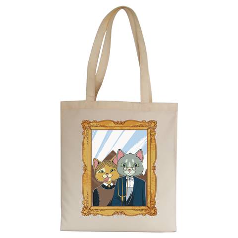 American gothic cat tote bag canvas shopping - Graphic Gear