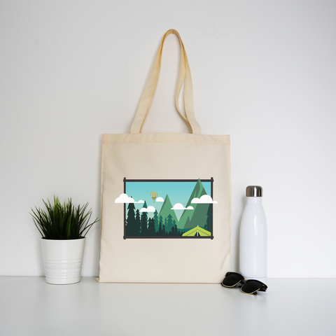 Camp landscape tote bag canvas shopping - Graphic Gear