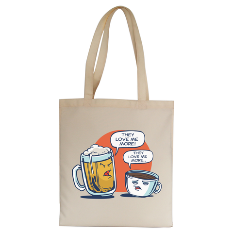 Beer vs coffee tote bag canvas shopping - Graphic Gear