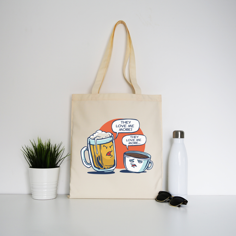 Beer vs coffee tote bag canvas shopping - Graphic Gear